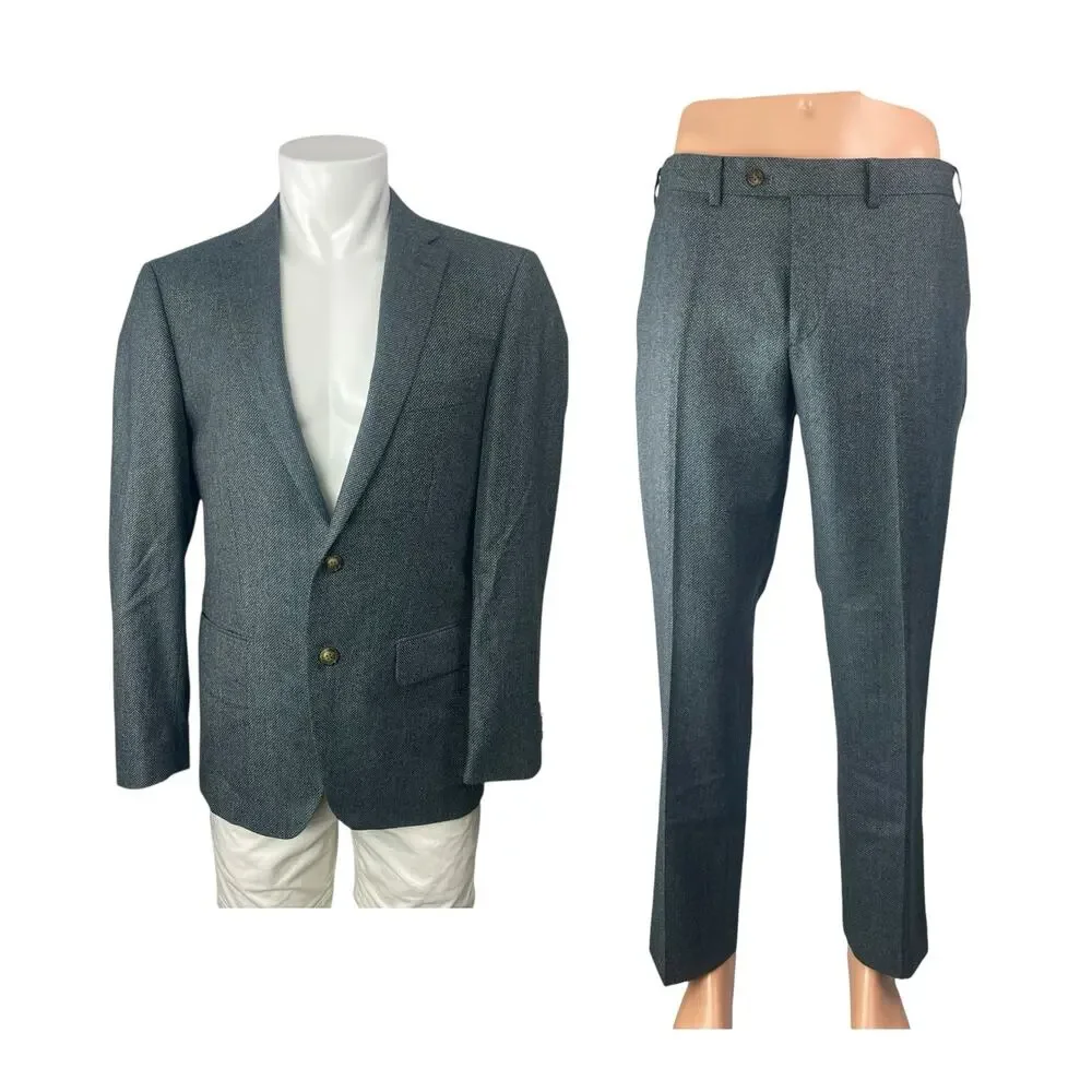 Indochino Men's Dark Gray Blazer Sport Coat Trousers Suit Jacket 2 Piece Set